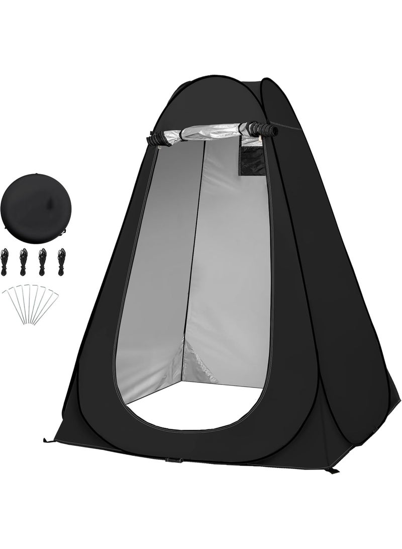 CityRiya-Long Camping Tent, Privacy Pop Up Shower Tent, 150 * 150 * 190cm Portable Changing Tents with Bag, Beach Dressing Room, Folding Toilet, Weatherproof Shelter, Outdoor Bathroom Tents for Camp (Black) - Image 1